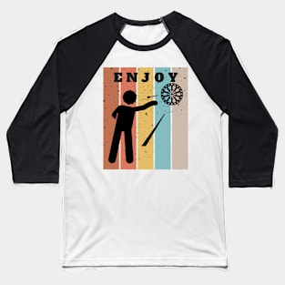 Darts, Dart Throwing Sports, Bullseye, Colorful Retro Vintage Background Baseball T-Shirt